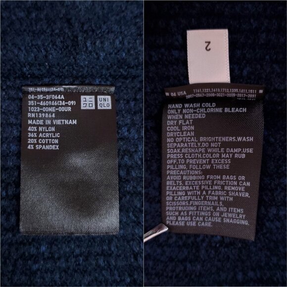 NWT Uniqlo Mens Size Large 3D Knit Souffle Yarn Mock Neck Sweater Navy Blue - Picture 10 of 12